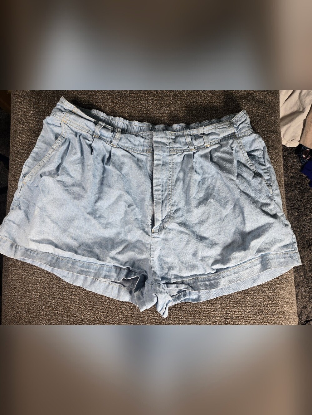 Z Supply Light Blue Elastic-Waist Denim Shorts